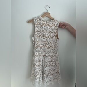 Alters StateElegant Lace Sleeveless Dress - Cream and White